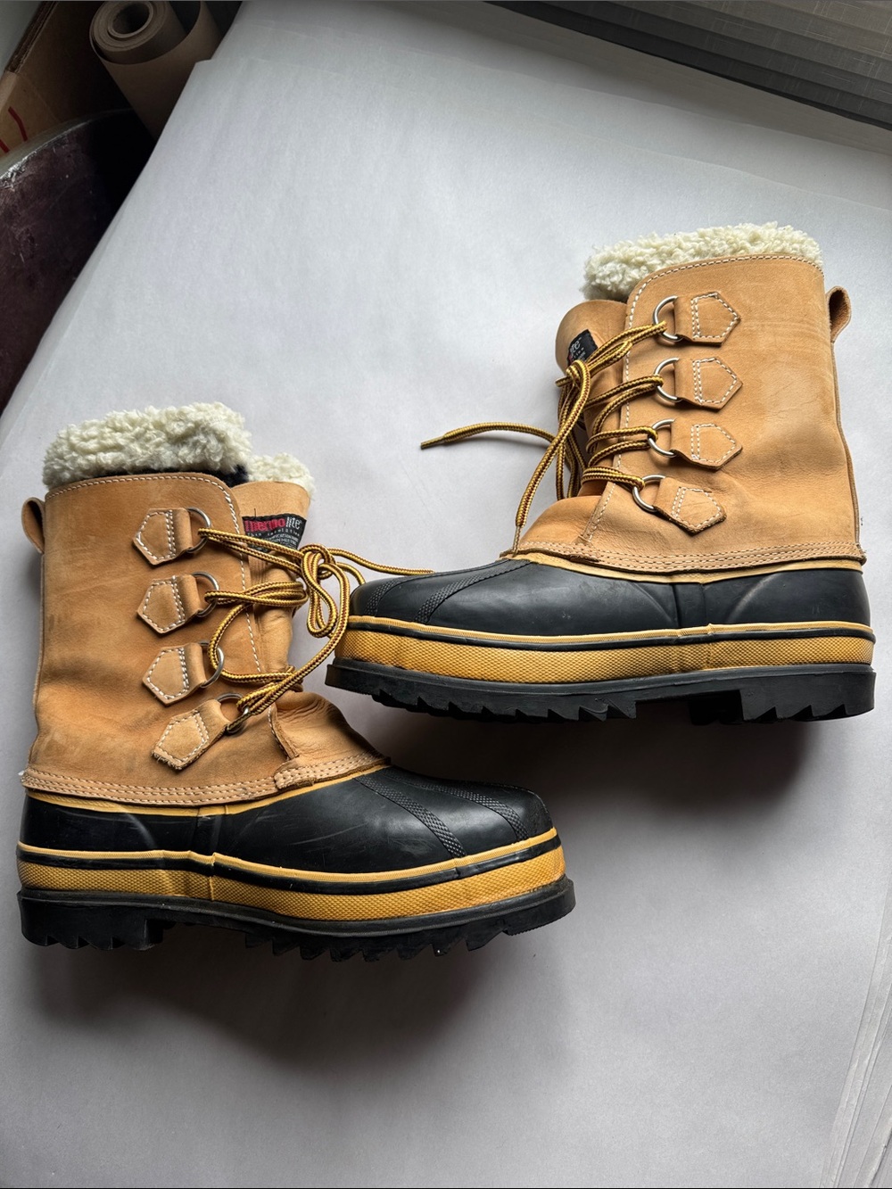 Western Chief Rain Snow Work Leather Boots Mens US 8 Sherpa Felt lined insulated